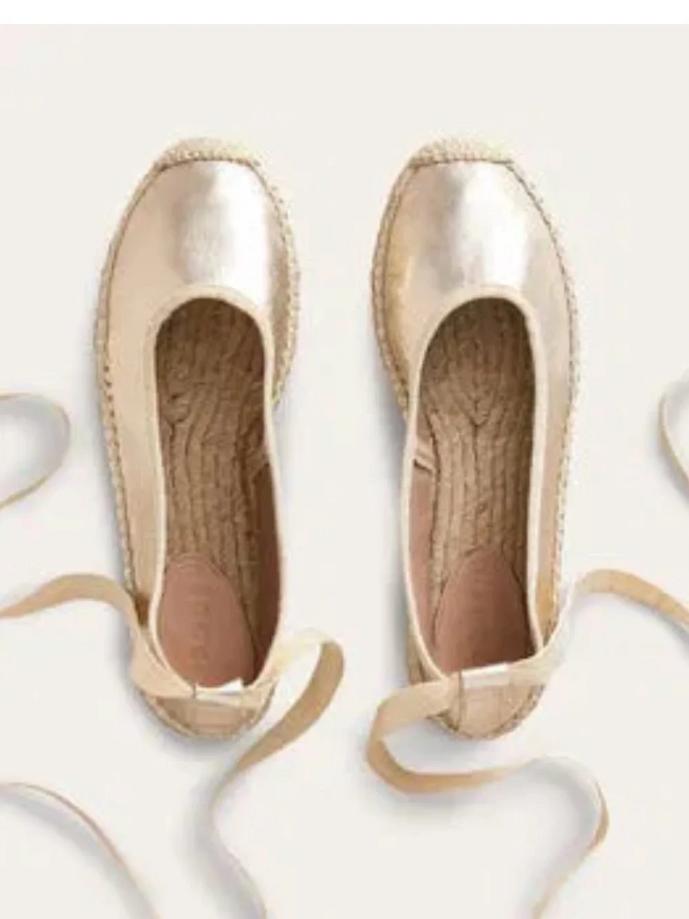 BODEN Ankle Tie Espadrilles/gold foil